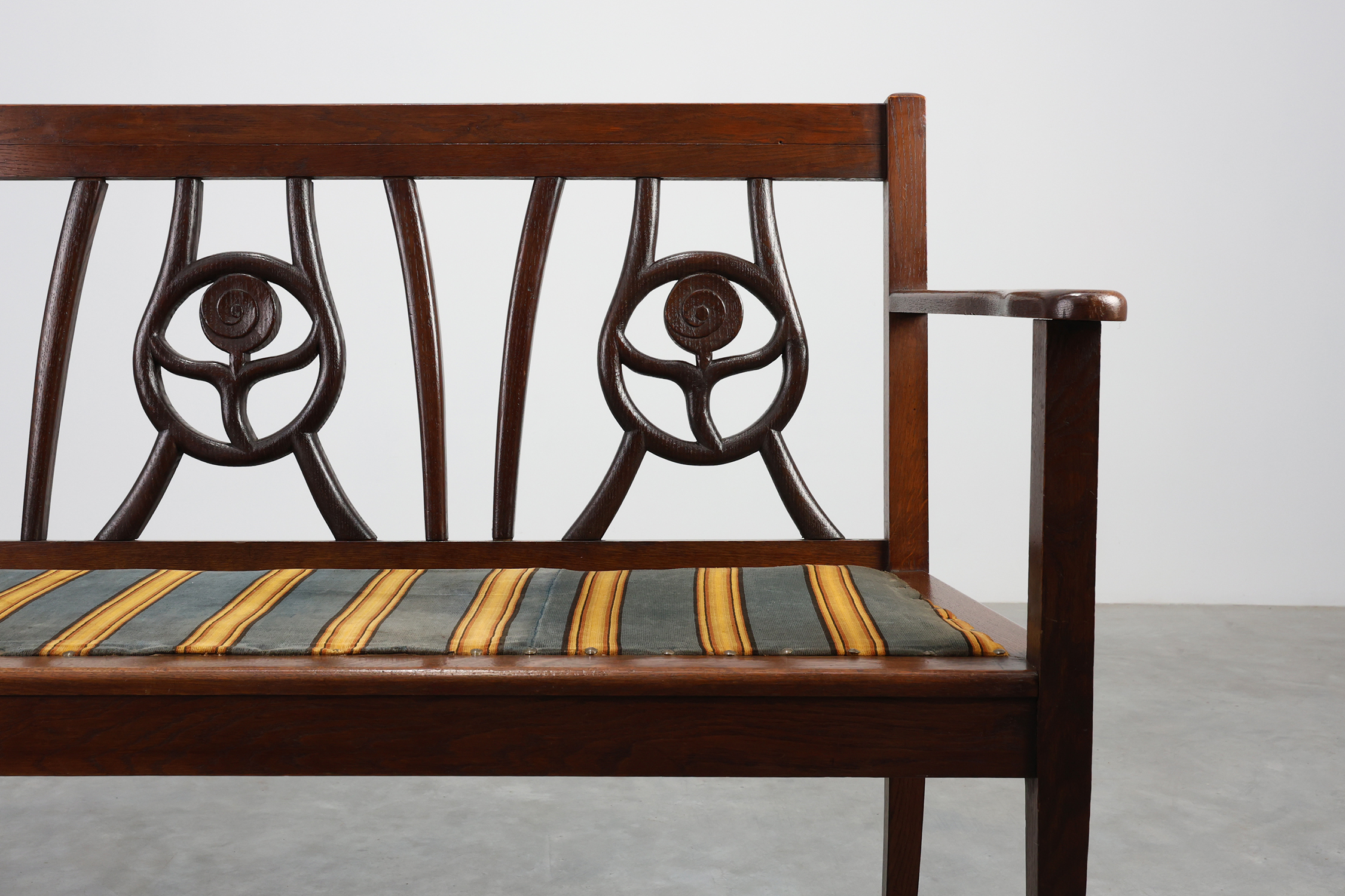 Belgium art deco bench in oak wood 1920sthumbnail